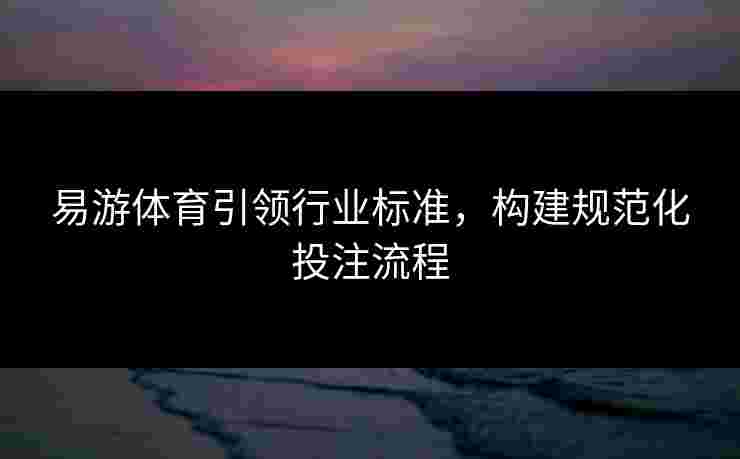 易游体育引领行业标准，构建规范化投注流程